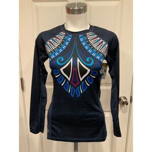Athleta Gray Geometric Aztec Patterned Long Sleeve Cool Down Shirt, Size XXS